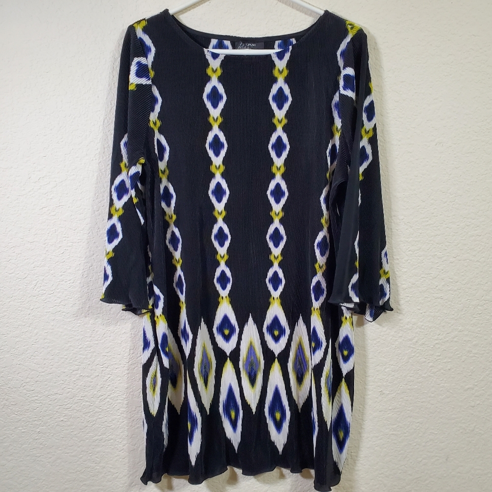 Alfani Purple Yellow Dye Print Sheer Plus Size Womans Dress Size 1XL Flowy Brigh